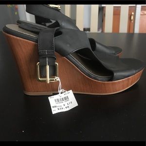 Wedge heels faux leather